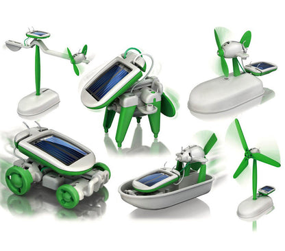 Solar Powered 6 In 1 DIY Educational Robot Kit for Kids and Teens