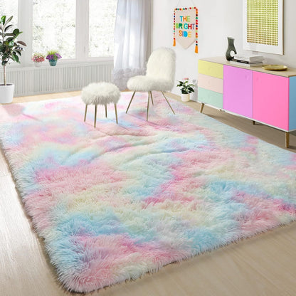 4m Extra Large 400 x 200 Soft Comfortable Shag Rug Rainbow