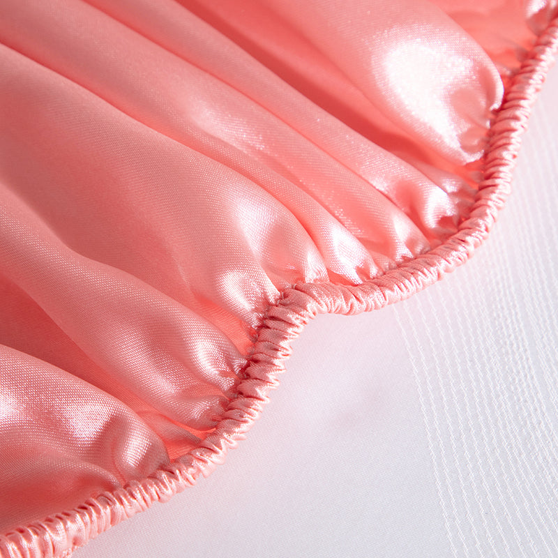 Double Silky Satin Bed Sheet Set Luxurious Softness Rose Gold