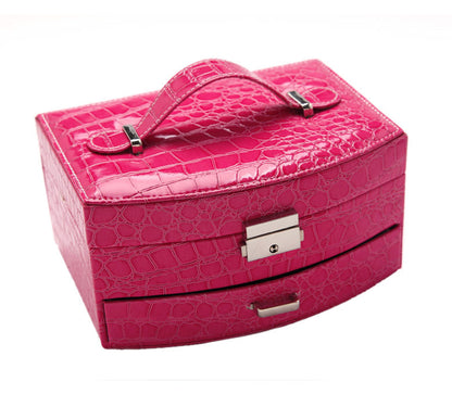 Hot Pink Luxury PU Leather Jewelry Box Organizer