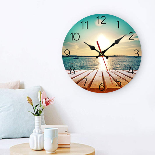 Coastal Wooden Beach Home Decor Wall Clock