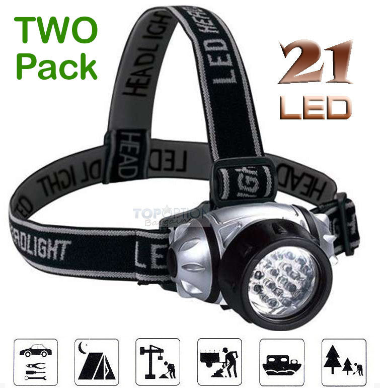 Pack of 2 LED Headlight Lamp 21 Bulbs Bright Light