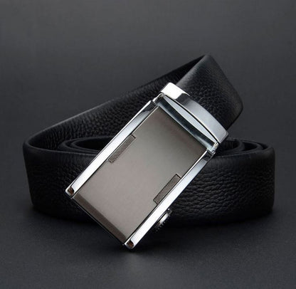 Genuine Leather Belt with Stylish Silver Buckle