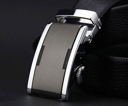 Genuine Leather Belt with Stylish Silver Buckle