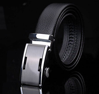 Genuine Leather Belt with Stylish Silver Buckle