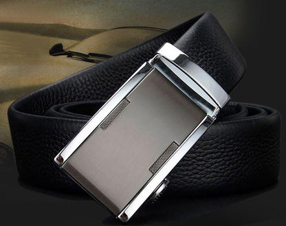 Genuine Leather Belt with Stylish Silver Buckle