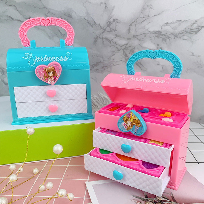 3-Tier Princess Makeup Box Play Set with Drawers for Girls