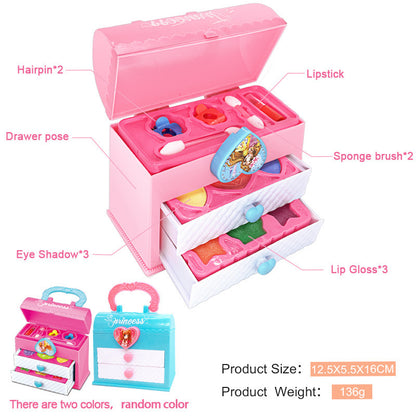 3-Tier Princess Makeup Box Play Set with Drawers for Girls