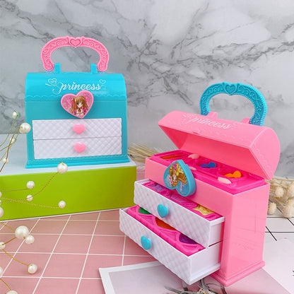 3-Tier Princess Makeup Box Play Set with Drawers for Girls