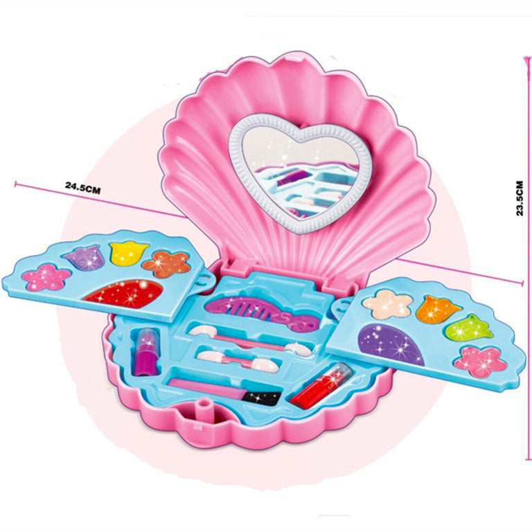 Princess Makeup Case Play Set for Girls with Pearl Shell Design