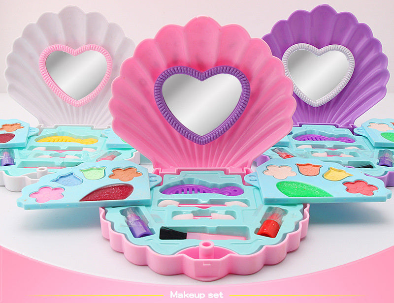 Princess Makeup Case Play Set for Girls with Pearl Shell Design