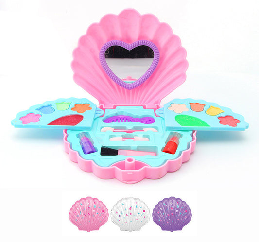 Princess Makeup Case Play Set for Girls with Pearl Shell Design