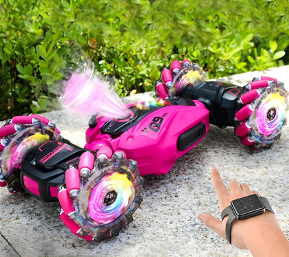 Hand Gesture Remote Control 4WD Mist Twister Stunt Car for Kids Pink