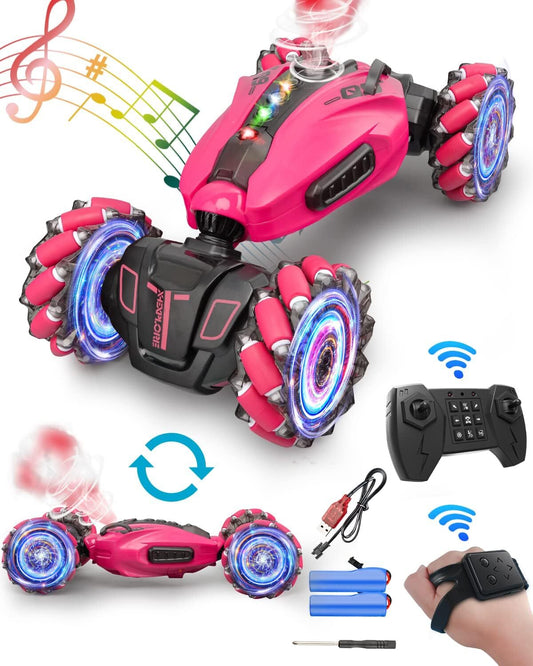 Hand Gesture Remote Control 4WD Mist Twister Stunt Car for Kids Pink