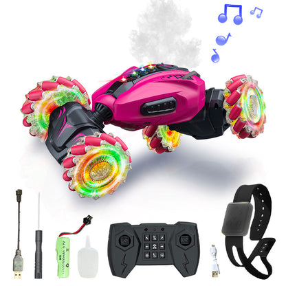 Hand Gesture Remote Control 4WD Mist Twister Stunt Car for Kids Pink