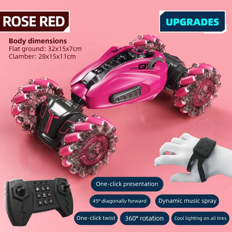 Hand Gesture Remote Control 4WD Mist Twister Stunt Car for Kids Pink