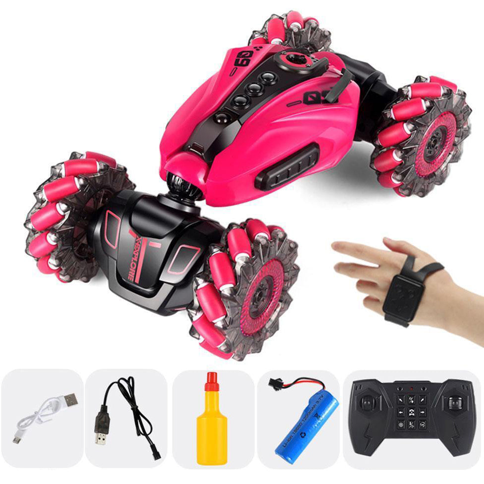 Hand Gesture Remote Control 4WD Mist Twister Stunt Car for Kids Pink