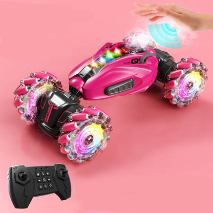 Hand Gesture Remote Control 4WD Mist Twister Stunt Car for Kids Pink