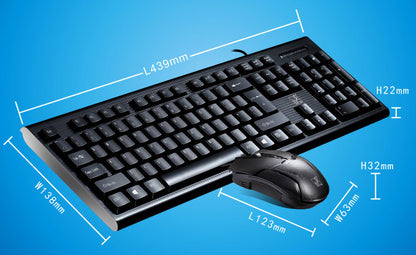 Ergonomic Office Wired Keyboard and Mouse Combo Set for Professional Use