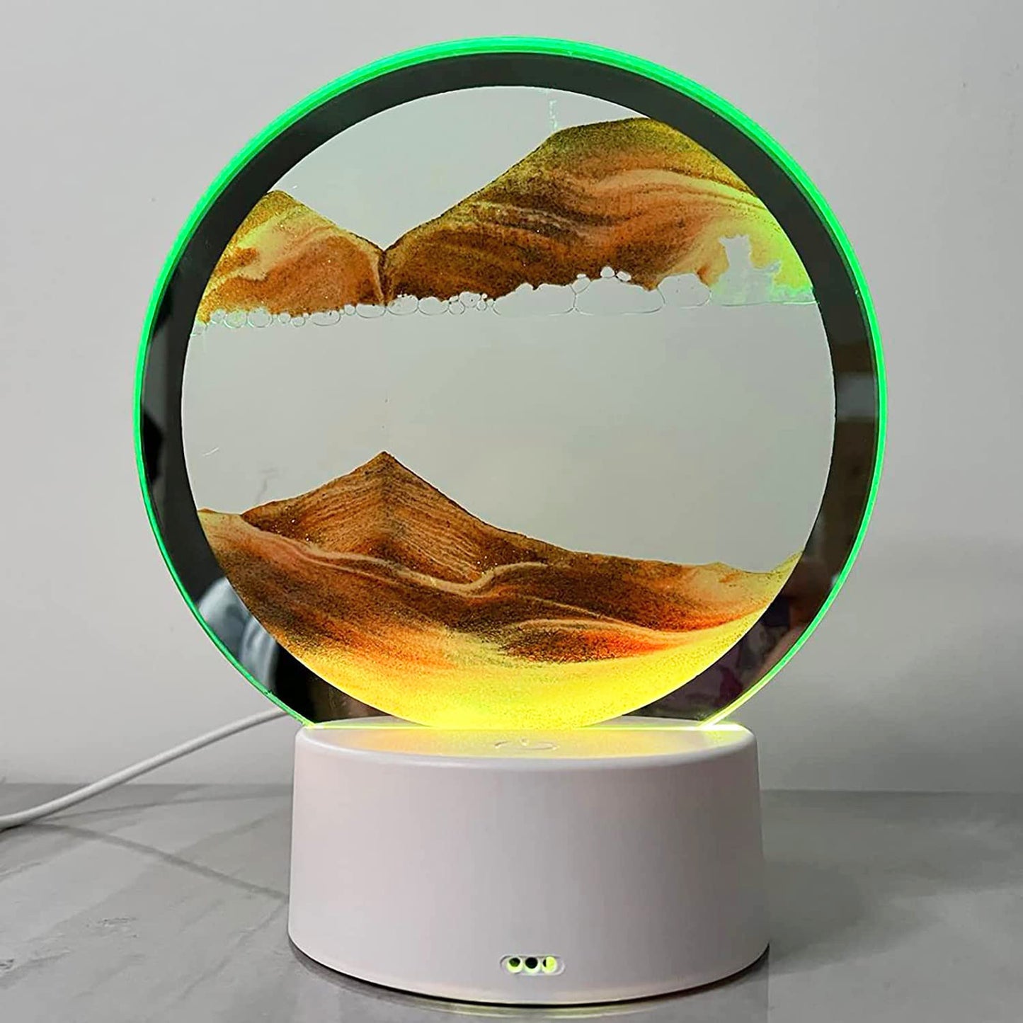 3D Moving Sand Art LED Table Lamp Sandscape Night Light Colour-changing Yellow