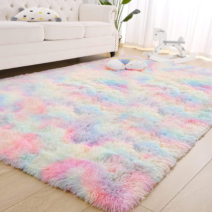 300 x 200 XL Plush Shag Rug for Living Room Rainbow