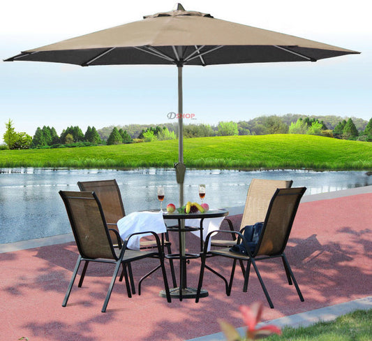 3m Steel Outdoor Garden Patio Market Umbrella Beige Tan