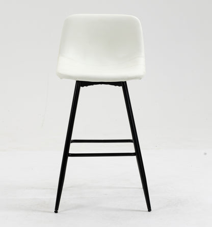 Set of 2 Modern Faux Leather Bar Stools White