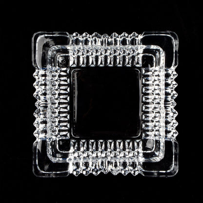 Elegant Crystal Glass Ashtray Square Shaped Tabletop Decor