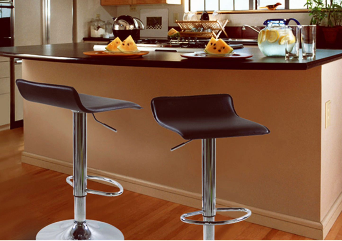 Set of 2 Modern PU Leather Bar Stools Chocolate