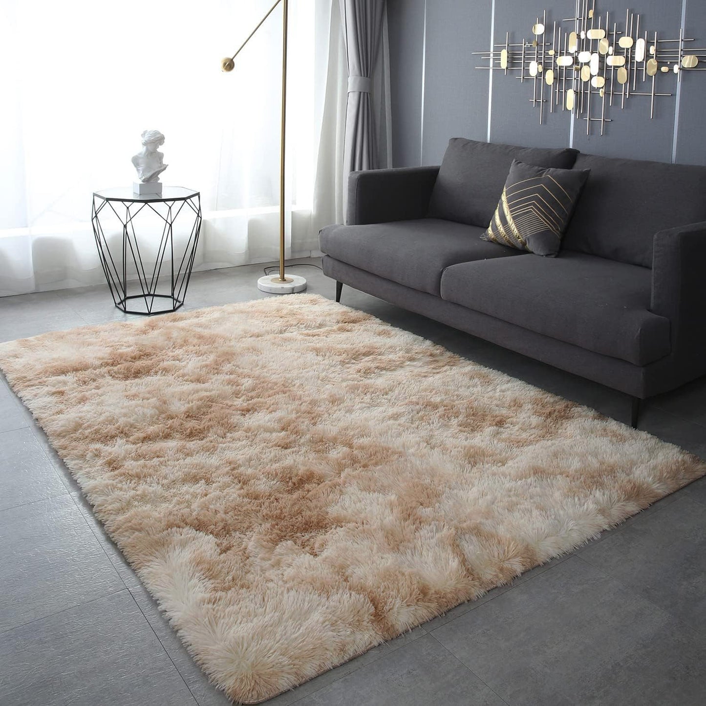 230 x 160 Large Soft Comfortable Shag Rug Tan