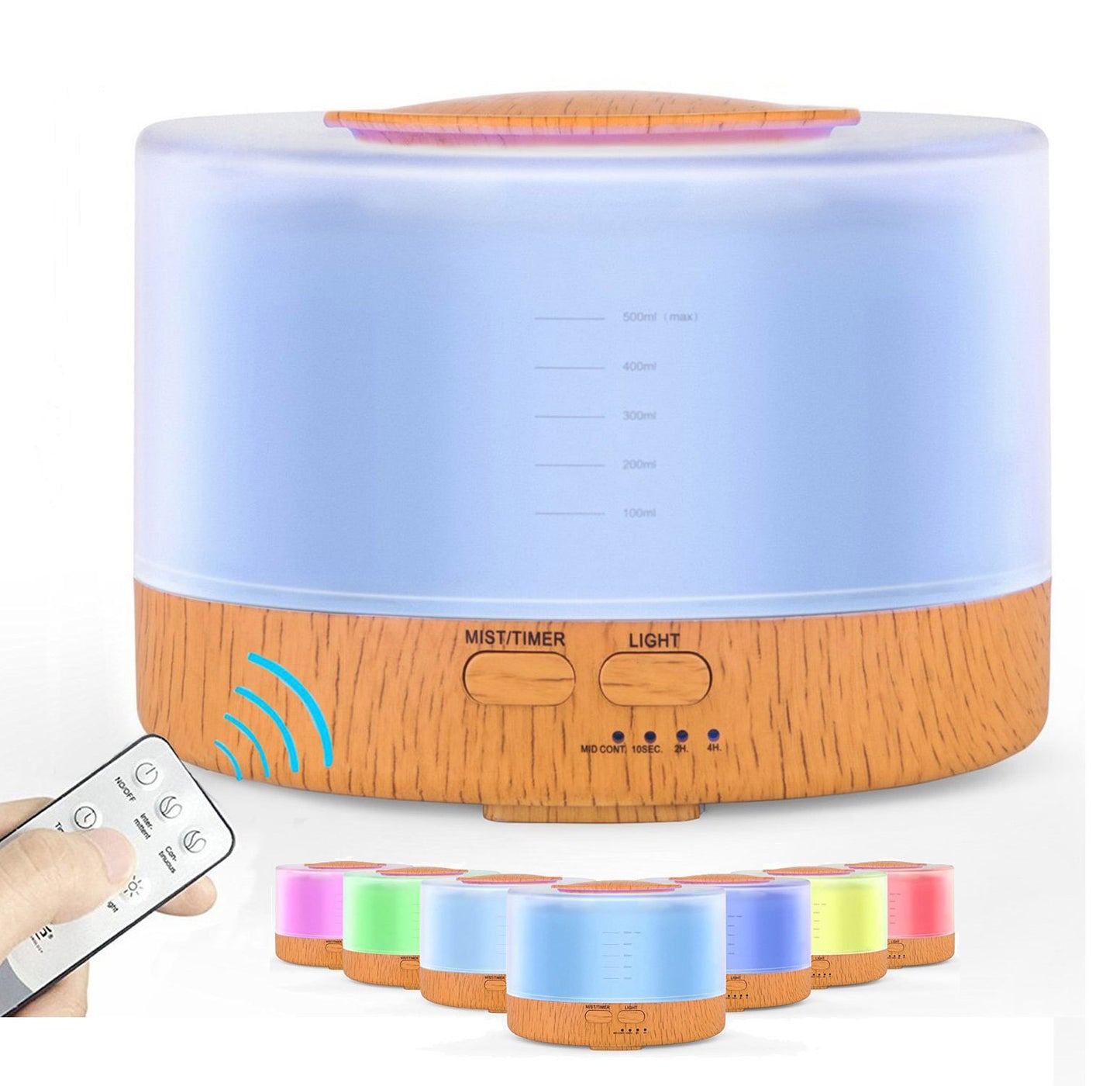 Smart Humidifier Diffuser with LCD and Remote Control Wood Grain Finish