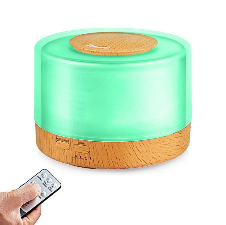 Smart Humidifier Diffuser with LCD and Remote Control Wood Grain Finish