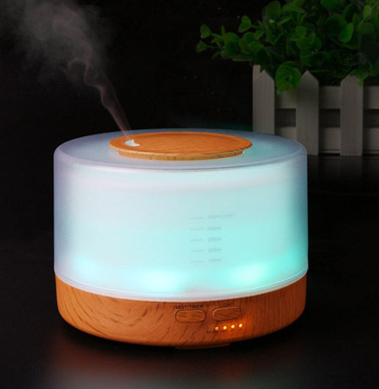 Smart Humidifier Diffuser with LCD and Remote Control Wood Grain Finish