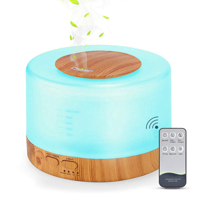 Smart Humidifier Diffuser with LCD and Remote Control Wood Grain Finish