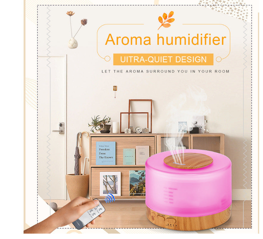 Smart Humidifier Diffuser with LCD and Remote Control Wood Grain Finish