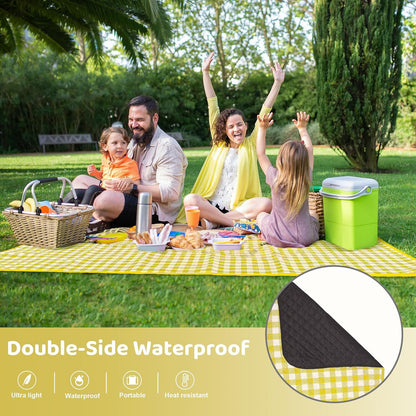 2m x 1.5m Large Foldable Waterproof Outdoor Picnic Blanket Camping Beach Mat Yellow