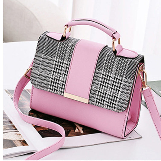 Chic Gingham Tote Shoulder Bag Pink