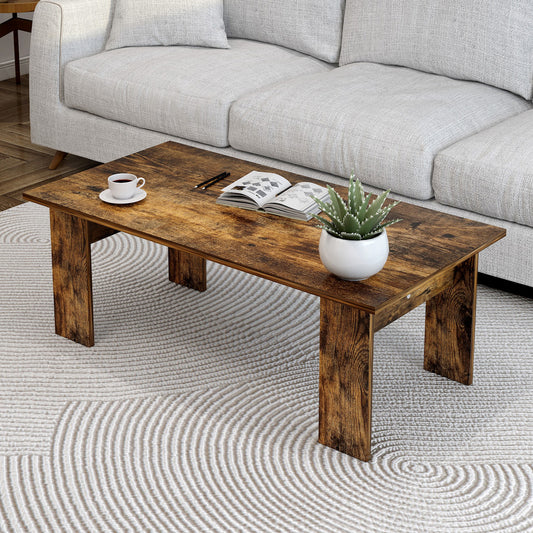 Rustic Oak Elegant Wooden Coffee Table Desk for Living Room