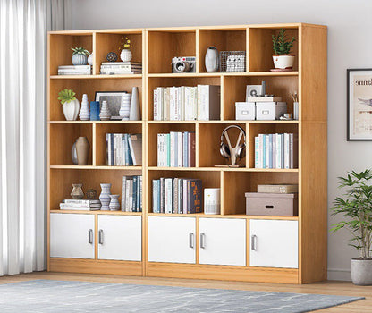 10-Shelf 2-Door Wardrobe Cupboard Bookshelf Cabinet Oak