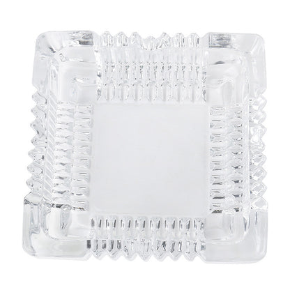 Elegant Crystal Glass Ashtray Square Shaped Tabletop Decor