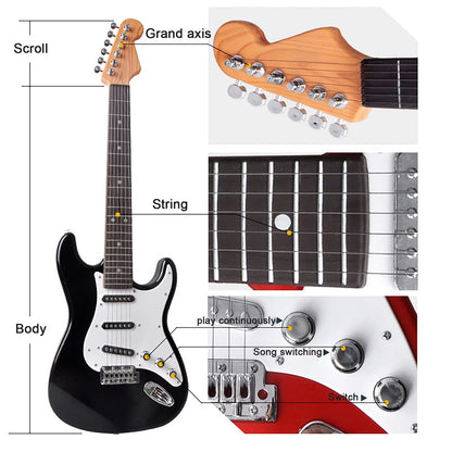 Kids Electric Guitar Toy Best Musical Instrument for Beginners Black