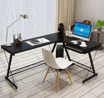 Large Double Workstation Corner Desk for Home Office Black