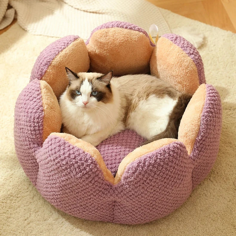 40cm Cactus Flower Pet Bed Cozy Nest for Cats and Dogs Purple