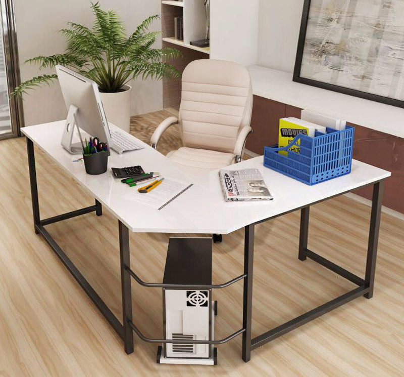 Double Workstation Modern Corner Office Computer Desk - White