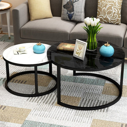 Luxor 2-in-1 Designer Marble Look Nested Coffee Tables