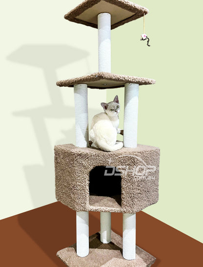 4-Level Cat Scratching Tower for Active Cats Tan