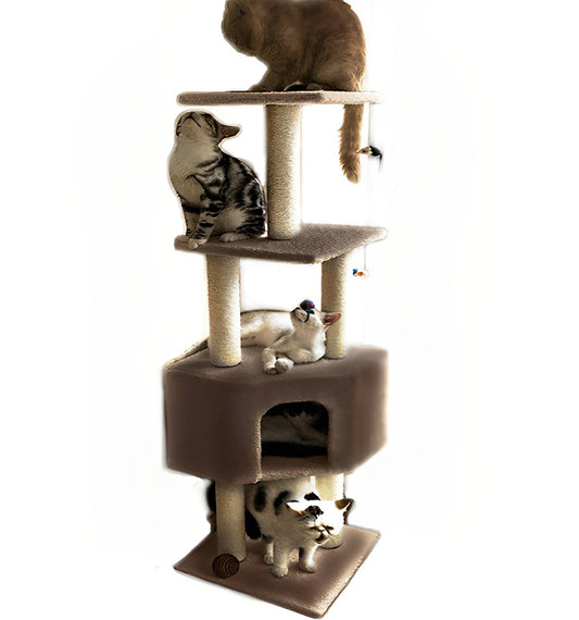 4-Level Cat Scratching Tower for Active Cats Tan