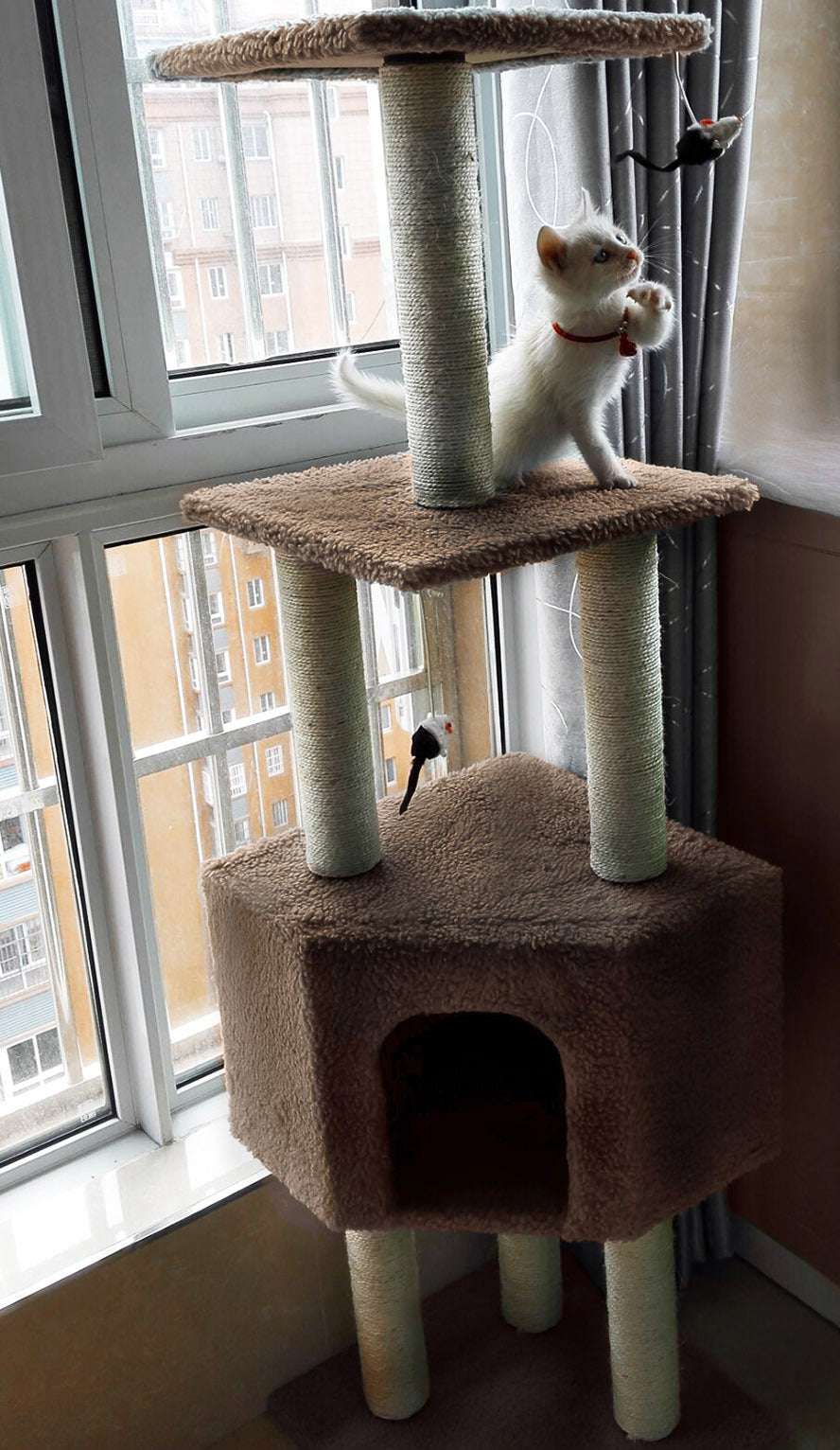 4-Level Cat Scratching Tower for Active Cats Tan