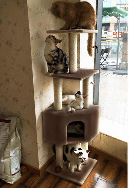 4-Level Cat Scratching Tower for Active Cats Tan