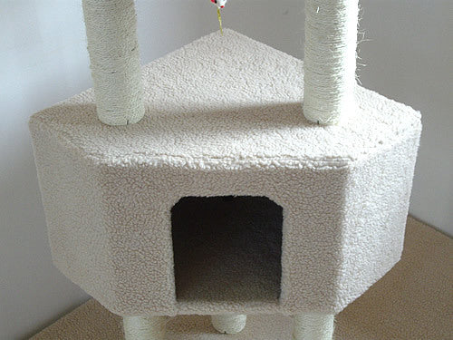 4-Level Large Cat Scratching Post Tower for Active Cats Cream